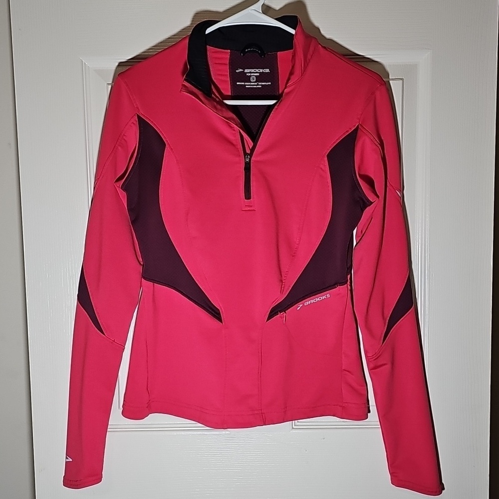 Brooks Pink Purple Equilibrium Technology Quarter Zip Running Jacket Size S
